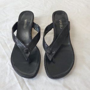 Vaneli Black Wedge Heel Sandals NEW